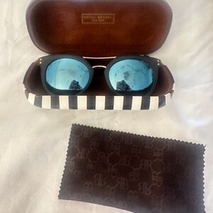 Chic Blue Sunglasses with Striped Case